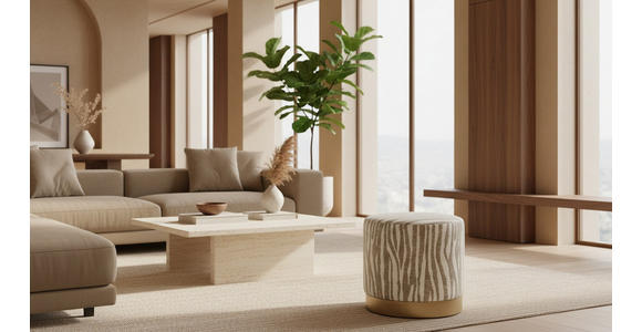 HOCKER Jacquard Esche Beige, Hellbraun  - Hellbraun/Beige, LIFESTYLE, Holz/Textil (40/40/40cm) - Xora