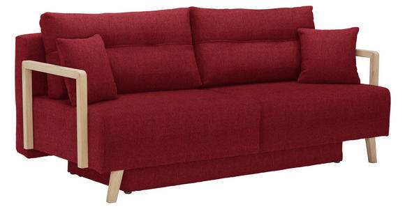 SCHLAFSOFA in Textil Rot - Rot/Naturfarben, KONVENTIONELL, Holz/Textil (200/92/95cm) - Venda