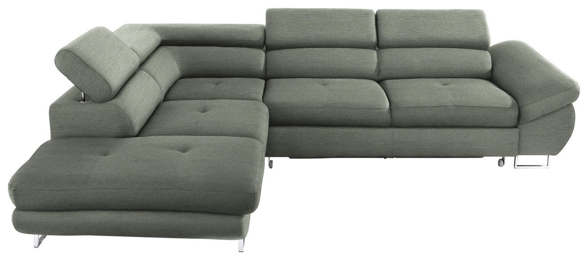 ECKSOFA in Webstoff Grau, Grün  - Grau/Grün, Design, Textil/Metall (235/280cm) - Hom`in