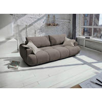 ROZKLÁDACÍ POHOVKA, plast, textil, kompozitní dřevo, hnědá - černá/hnědá, Moderní, kompozitní dřevo/textil (254/69-93/116cm) - Livetastic