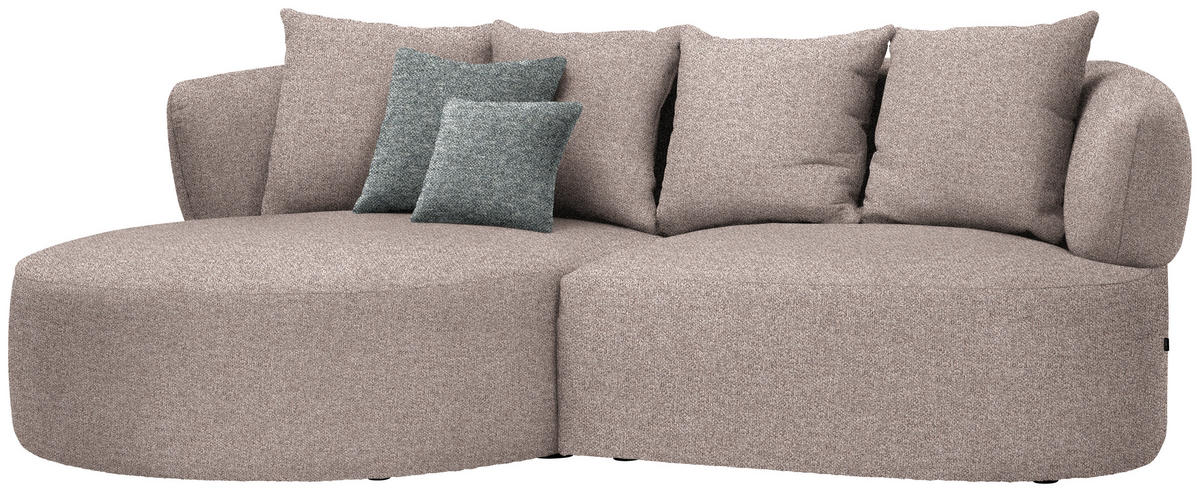 ECKSOFA  in Flachgewebe Hellbraun  166/235 cm  - Hellbraun/Schwarz, MODERN, Kunststoff/Textil (166/235cm) - Hom`in