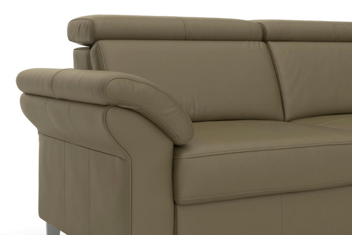 3-SITZER-SOFA ARNGAST E Echtleder Olivgrün  - Chromfarben/Olivgrün, Basics, Leder/Metall (186/84/93cm) - Sit & More
