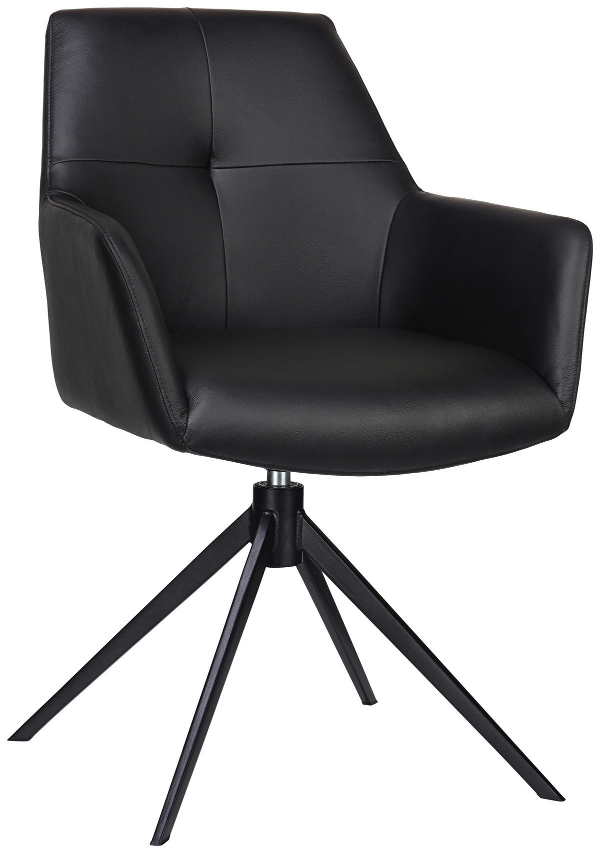 ARMLEHNSTUHL  in Eisen Echtleder pigmentiert  - Schwarz, KONVENTIONELL, Leder/Metall (59,5/87,5/63cm) - Novel