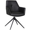 ARMLEHNSTUHL  Lederauswahl, Sitzfläche 360° drehbar, inklusive Armlehnen  Echtleder  - Schwarz, KONVENTIONELL, Leder/Metall (59,5/87,5/63cm) - Novel