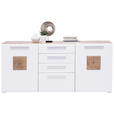 SIDEBOARD Weiß, Eichefarben 180/82/43 cm - Chromfarben/Eichefarben, KONVENTIONELL, Holzwerkstoff/Kunststoff (180/82/43cm) - Hom`in