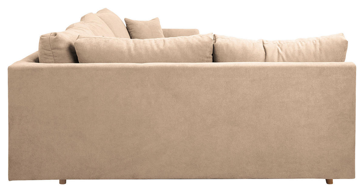 ECKSOFA inkl. Hocker Ariella Creme Mikrofaser  - Creme/Naturfarben, Design, Holz/Textil (161/231cm) - Livetastic