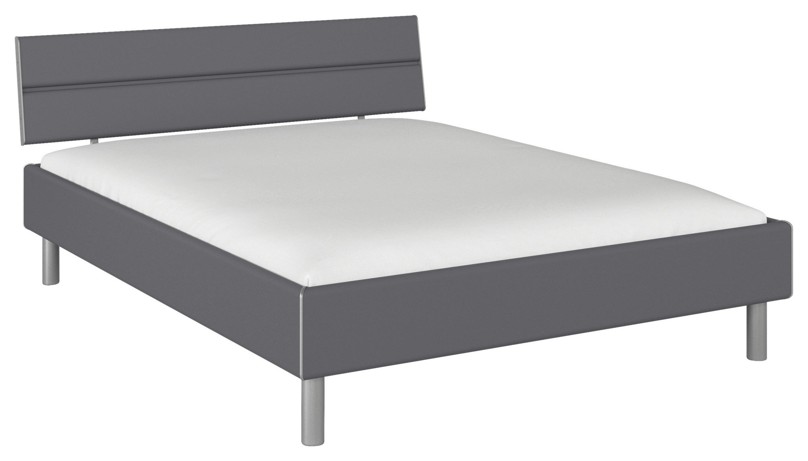 BETT 160/200 cm,  in Grau,  - Alufarben/Grau, Design, Metall (160/200cm) - Carryhome