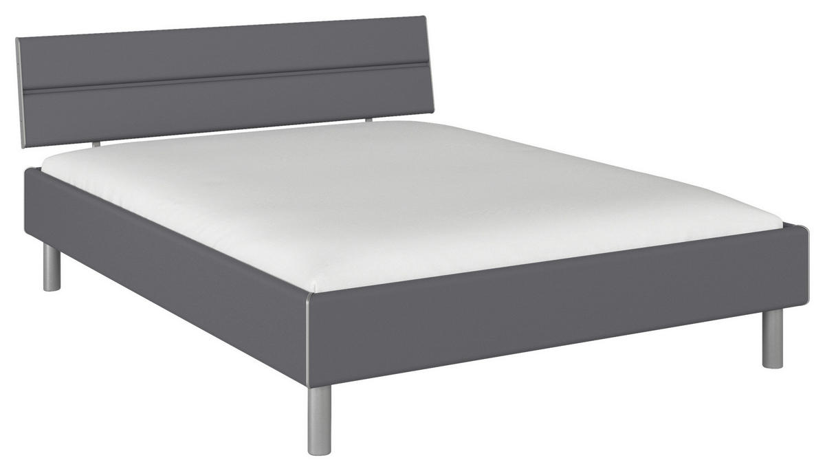 BETT 160/200 cm,  in Grau,  - Alufarben/Grau, Design, Metall (160/200cm) - Carryhome