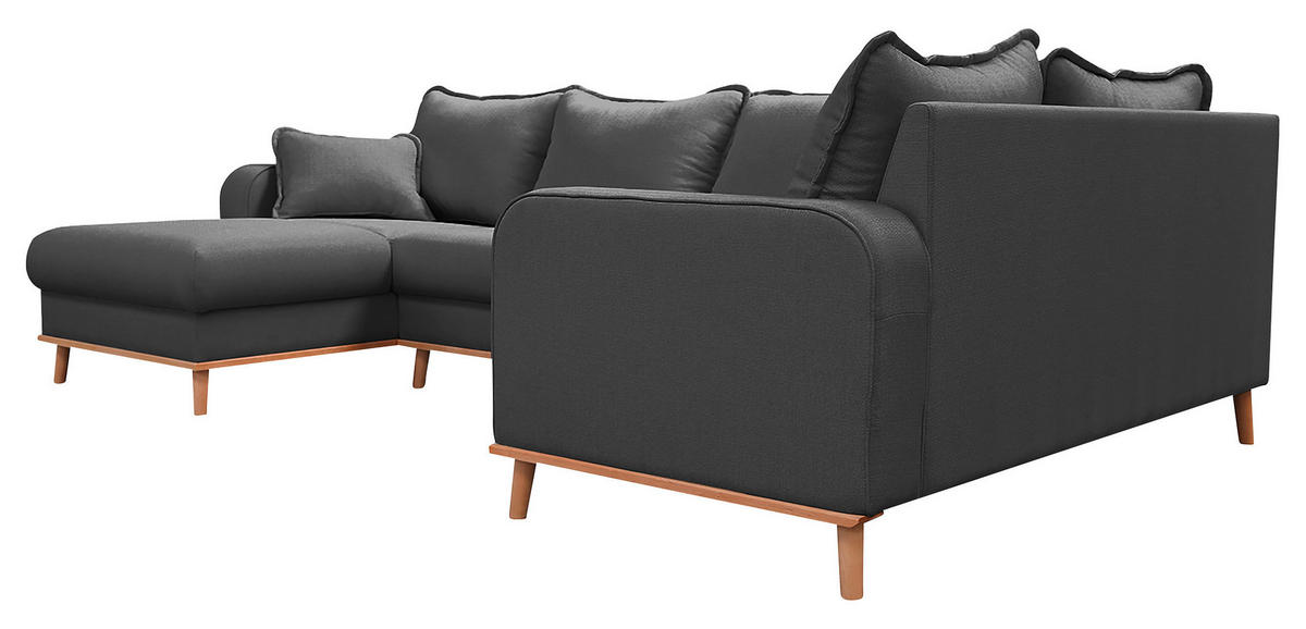 WOHNLANDSCHAFT in Dunkelgrau  - Wengefarben/Dunkelgrau, Design, Holz/Textil (170/296/167cm) - Livetastic