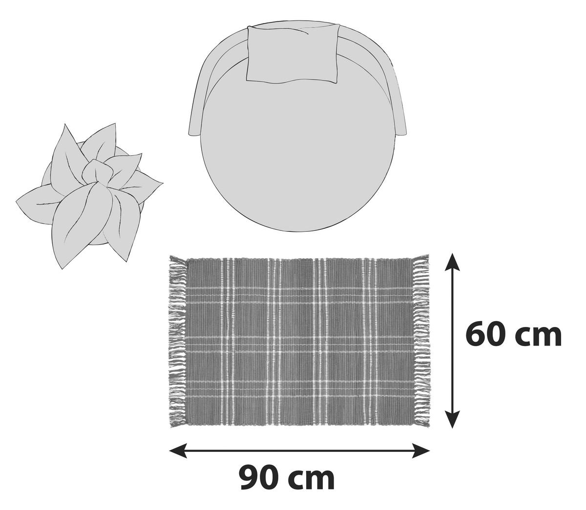 RUČNĚ TKANÝ KOBEREC, 60/90 cm, modrá - modrá, Basics, textil (60/90cm) - Boxxx