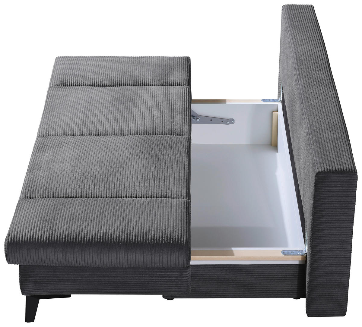 SCHLAFSOFA Cord Anthrazit  inkl. Bettkasten, Schlaffunktion, Armteilverstellung  - Anthrazit/Schwarz, Design, Textil/Metall (200/85/90cm) - Novel