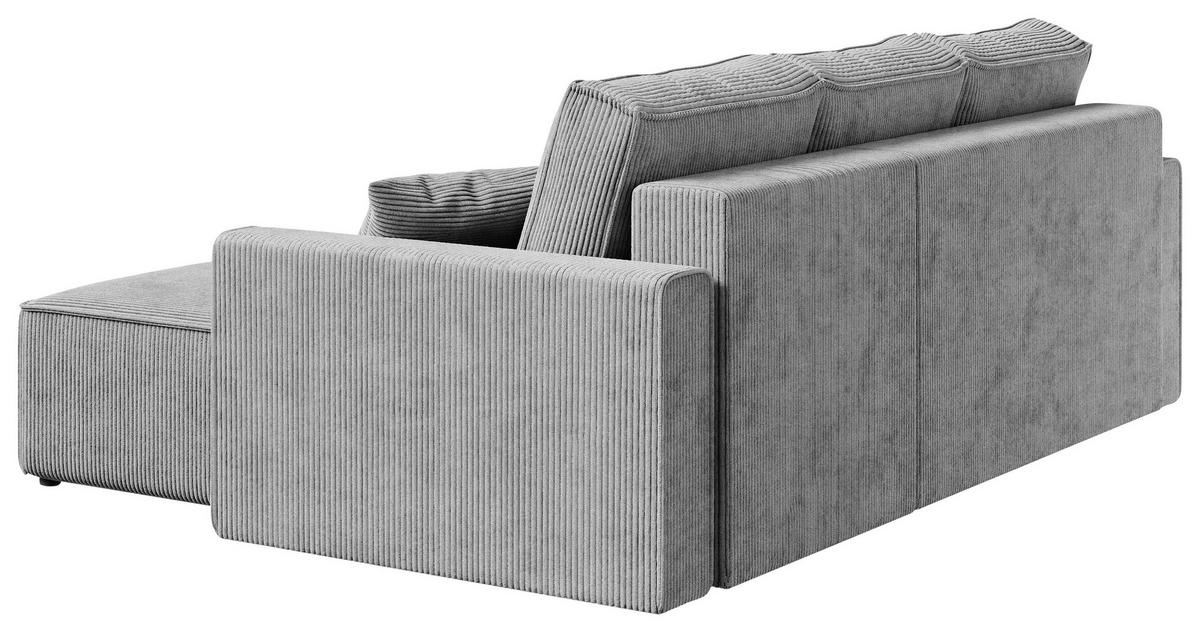 ECKSOFA Grau Cord  - Schwarz/Grau, KONVENTIONELL, Kunststoff/Textil (232/143cm) - Carryhome