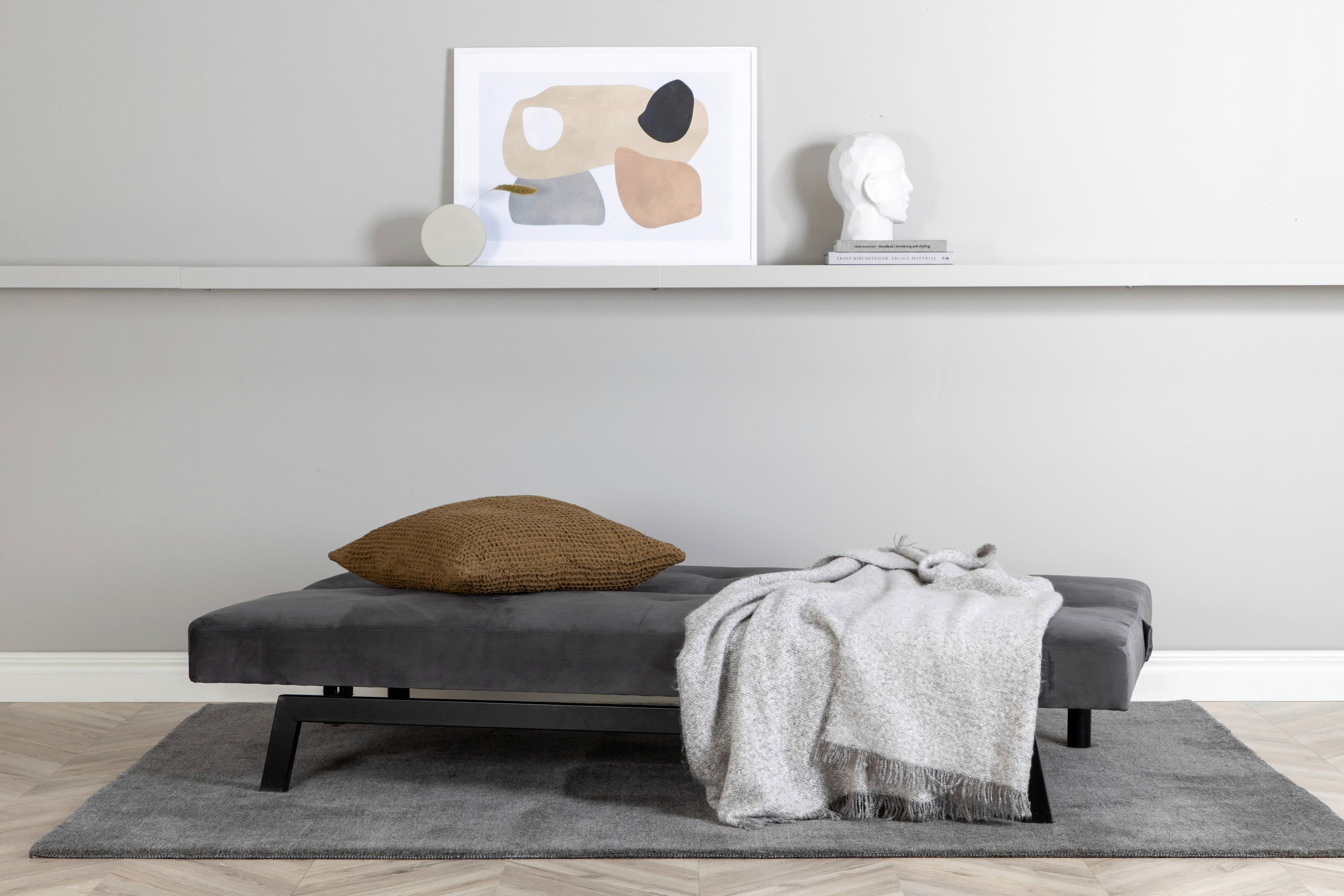 SCHLAFSOFA Dunkelgrau  - Dunkelgrau, Design, Textil/Metall (180/80/55cm) - Livetastic