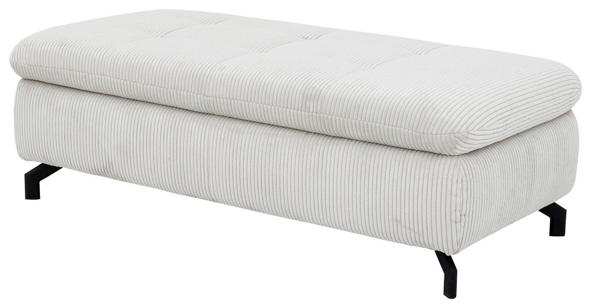 ECKSOFA in Cord, Velours Ecru  - Ecru/Schwarz, Design, Textil/Metall (291/197cm) - Beldomo Style