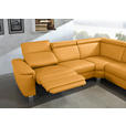 ECKSOFA in Echtleder Gelb  - Gelb/Alufarben, Design, Leder/Metall (239/271cm) - Cantus
