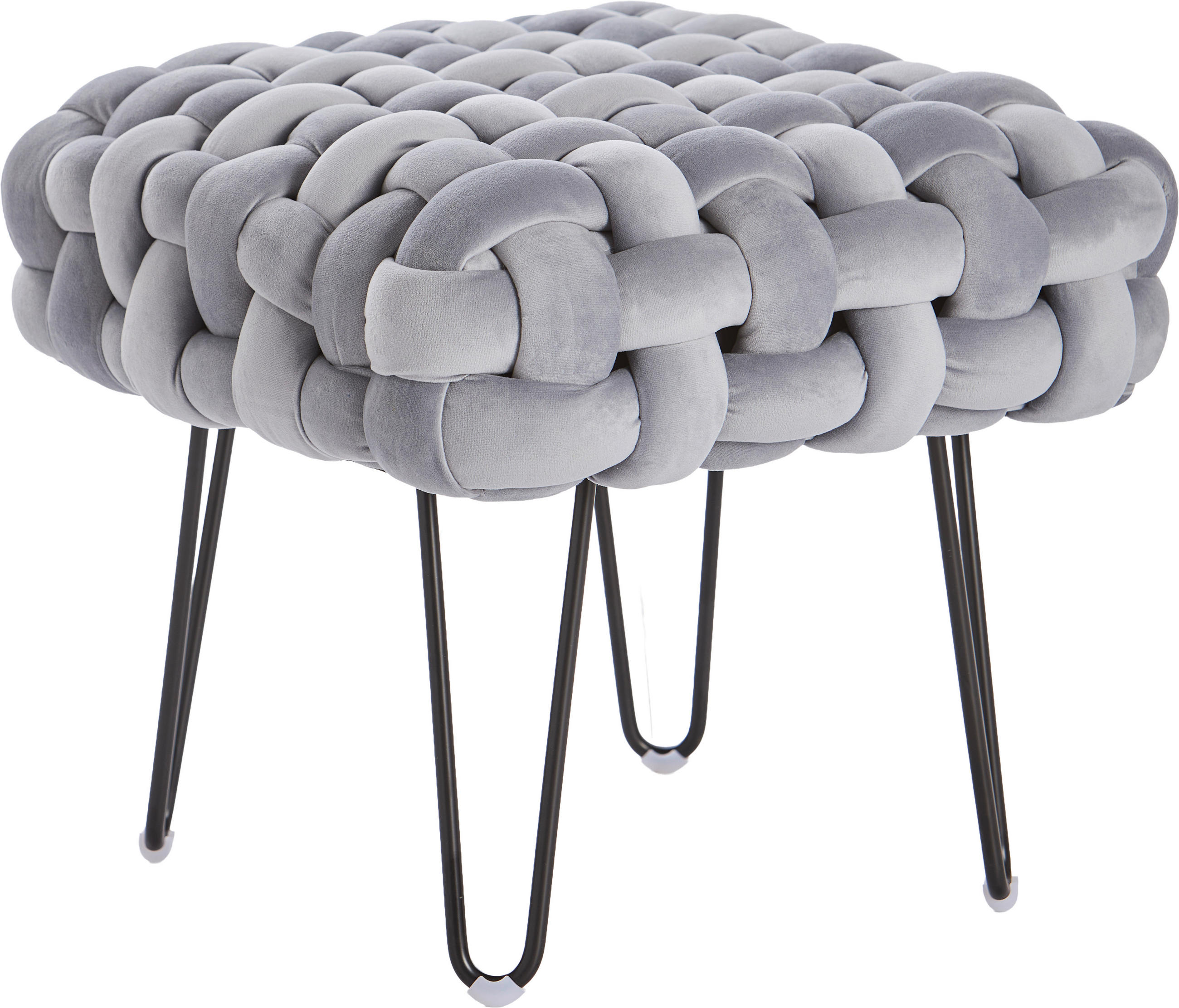HOCKER Amy Samt Grau, Schwarz  - Schwarz/Grau, Trend, Textil/Metall (44/41/44cm) - Xora