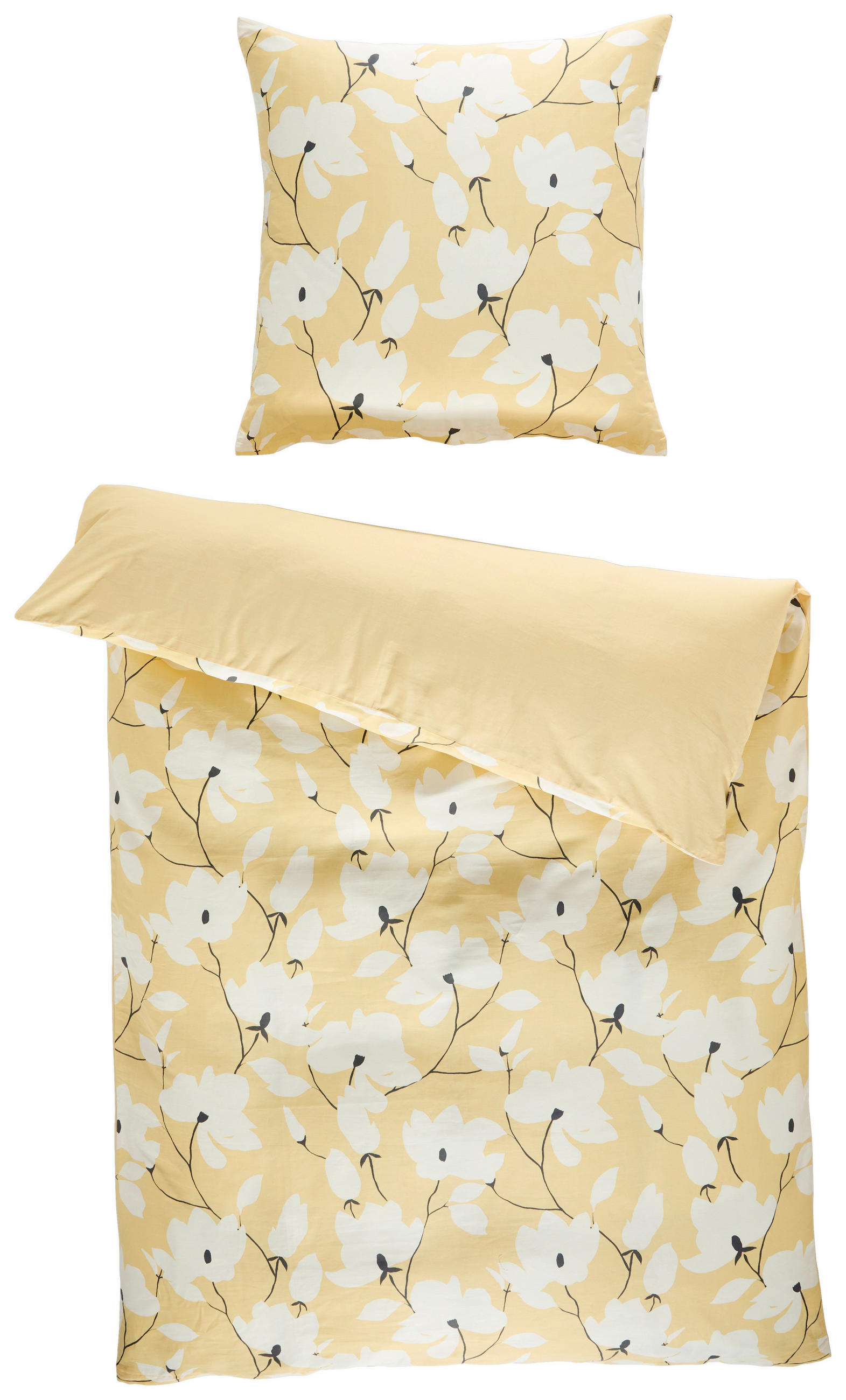 WENDEBETTWÄSCHE 2-teilig SW-Fleur gelb Satin 135/200 cm  - Gelb/Creme, Design, Textil (135/200cm) - Schöner Wohnen