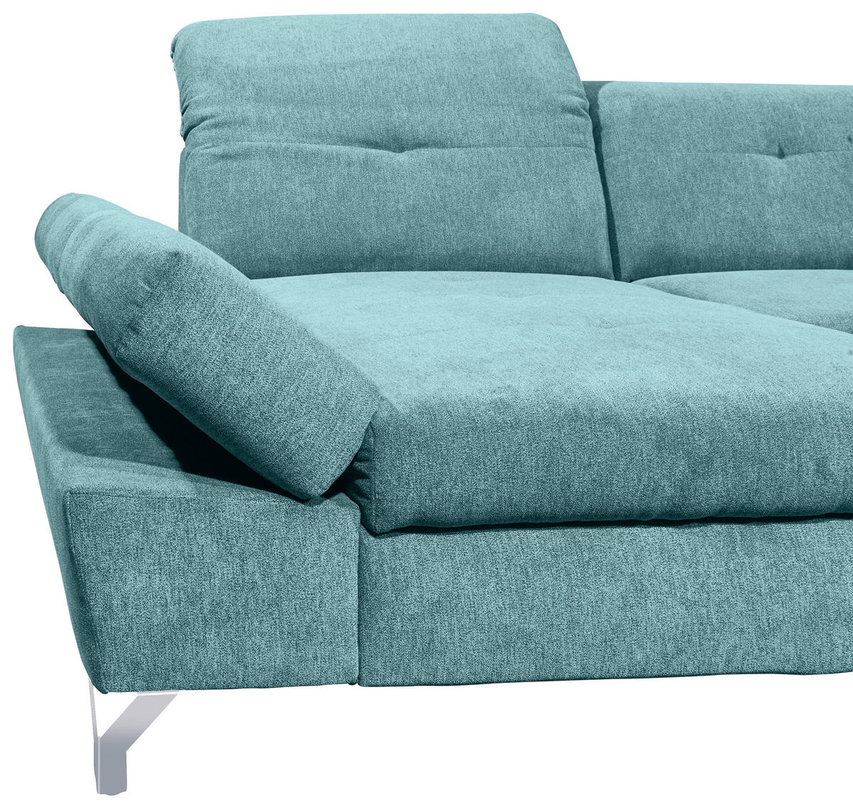 WOHNLANDSCHAFT Türkis Mikrovelours  - Türkis/Silberfarben, MODERN, Textil/Metall (168/350/245cm) - MID.YOU