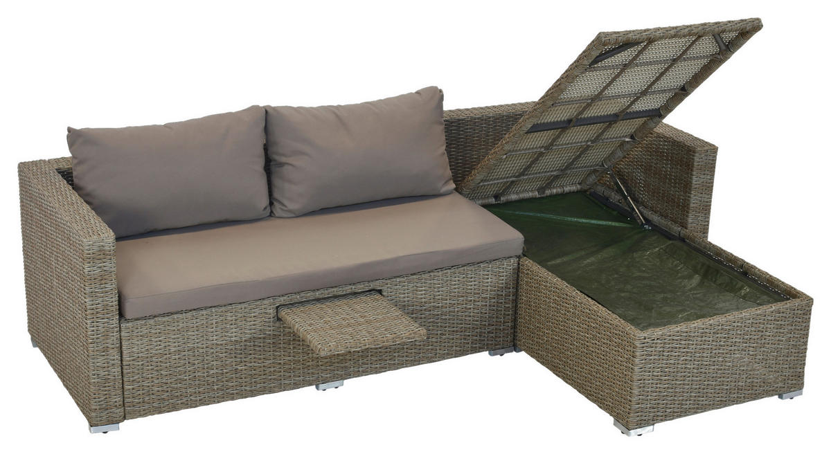 LOUNGEGARNITUR 215/140 cm Stahl  - Naturfarben, MODERN, Kunststoff/Metall (215/140cm) - Gardenson