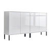 SIDEBOARD Mailand Set 2 + MF  in 158/86/33 cm  - Weiß Hochglanz/Anthrazit, MODERN, Holzwerkstoff/Metall (158/86/33cm) - MID.YOU