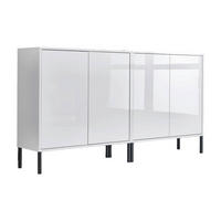 SIDEBOARD Mailand Set 2 + MF  in 158/86/33 cm  - Weiß Hochglanz/Anthrazit, MODERN, Holzwerkstoff/Metall (158/86/33cm) - MID.YOU