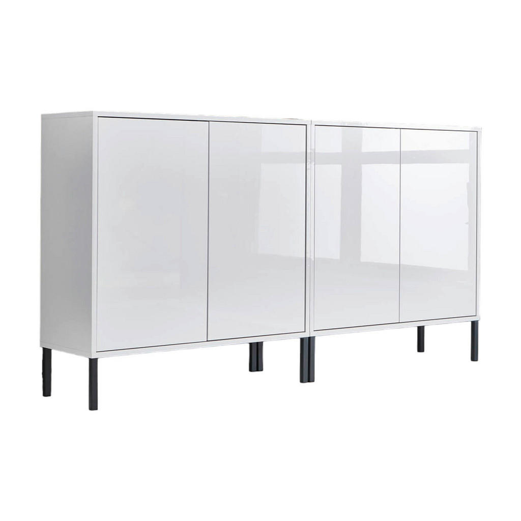 MID.YOU ŠIROKÁ KOMODA, biela, biela s vysokým leskom, 158/86/33 cm