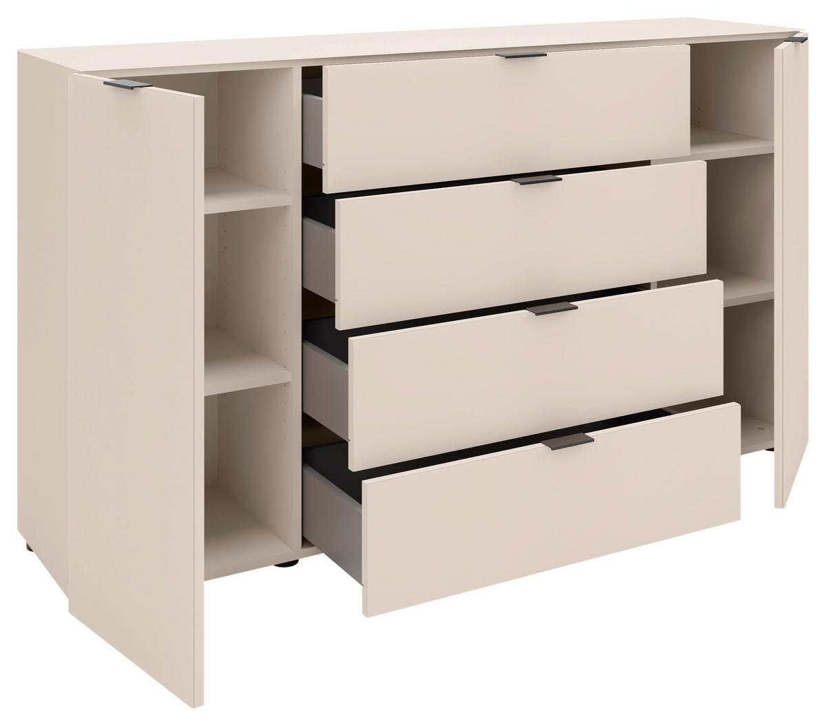 SIDEBOARD  160/94/40 cm 4 Schublade(n)  - Kaschmir/Schwarz, Basics, Glas/Holzwerkstoff (160/94/40cm) - Novel