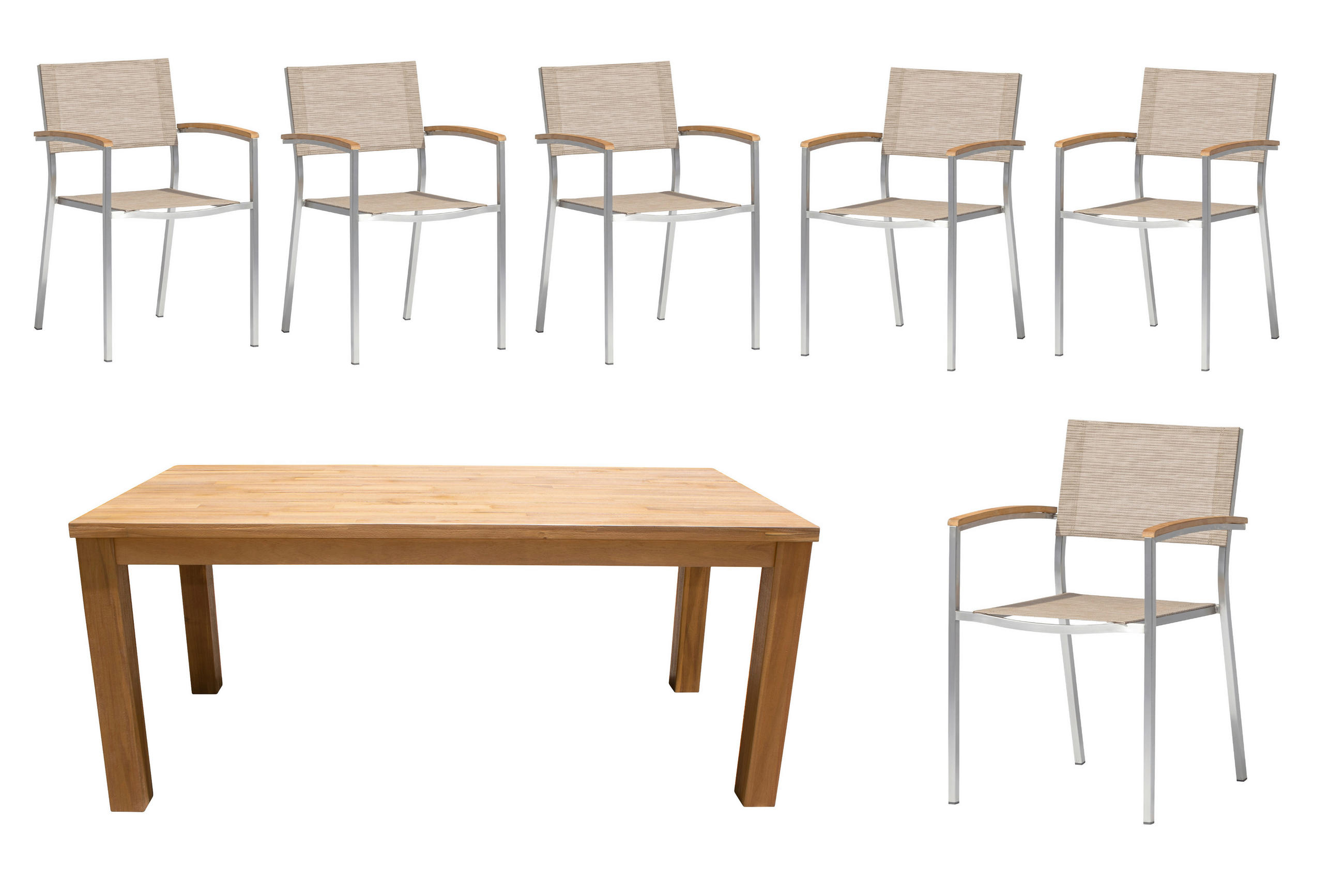 GARTENSET beschichtet Akazie Edelstahl  - Sandfarben/Anthrazit, Basics, Holz/Textil (180/78/90cm)
