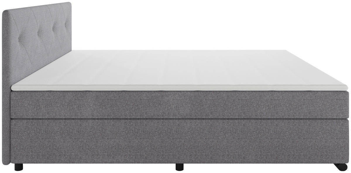BOXSPRINGBETT 180/200 cm  in Hellgrau  - Hellgrau/Schwarz, MODERN, Karton/Holz (180/200cm) - MID.YOU