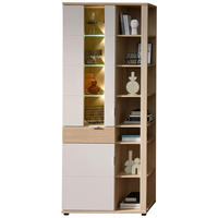 VITRINE Eichefarben, Kaschmir  80/202/38 cm  - Kaschmir/Eichefarben, Basics, Glas/Holzwerkstoff (80/202/38cm) - Stylife