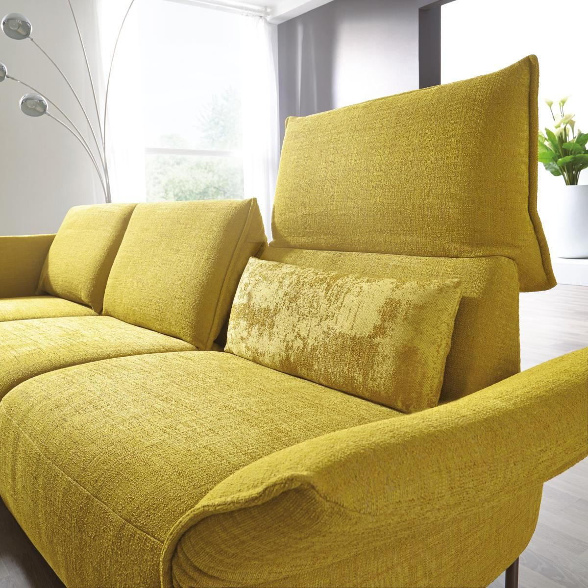 ECKSOFA in Webstoff Gelb  - Edelstahlfarben/Gelb, Design, Textil/Metall (207/274cm) - Koinor