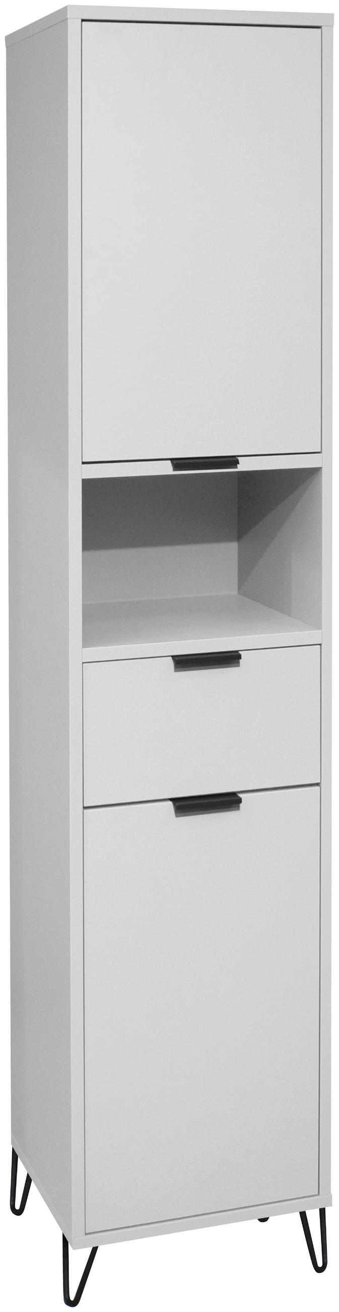 HOCHSCHRANK 41/189/38 cm  - Schwarz/Grau, MODERN, Holzwerkstoff/Metall (41/189/38cm) - Livetastic