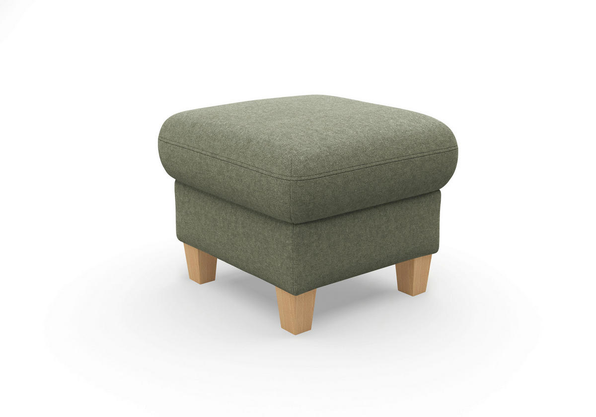 HOCKER Flachgewebe Olivgrün  - Eichefarben/Olivgrün, KONVENTIONELL, Holz/Textil (58/48/58cm) - Sit & More