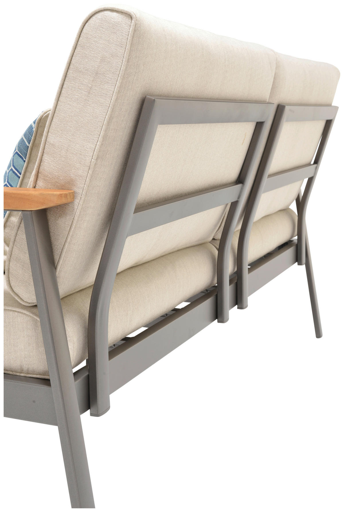 2,5-SITZER Flachgewebe Hellgrau, Dunkelgrau, Teakfarben  - Blau/Dunkelgrau, Design, Holz/Textil (161/75,5/82cm) - Modante