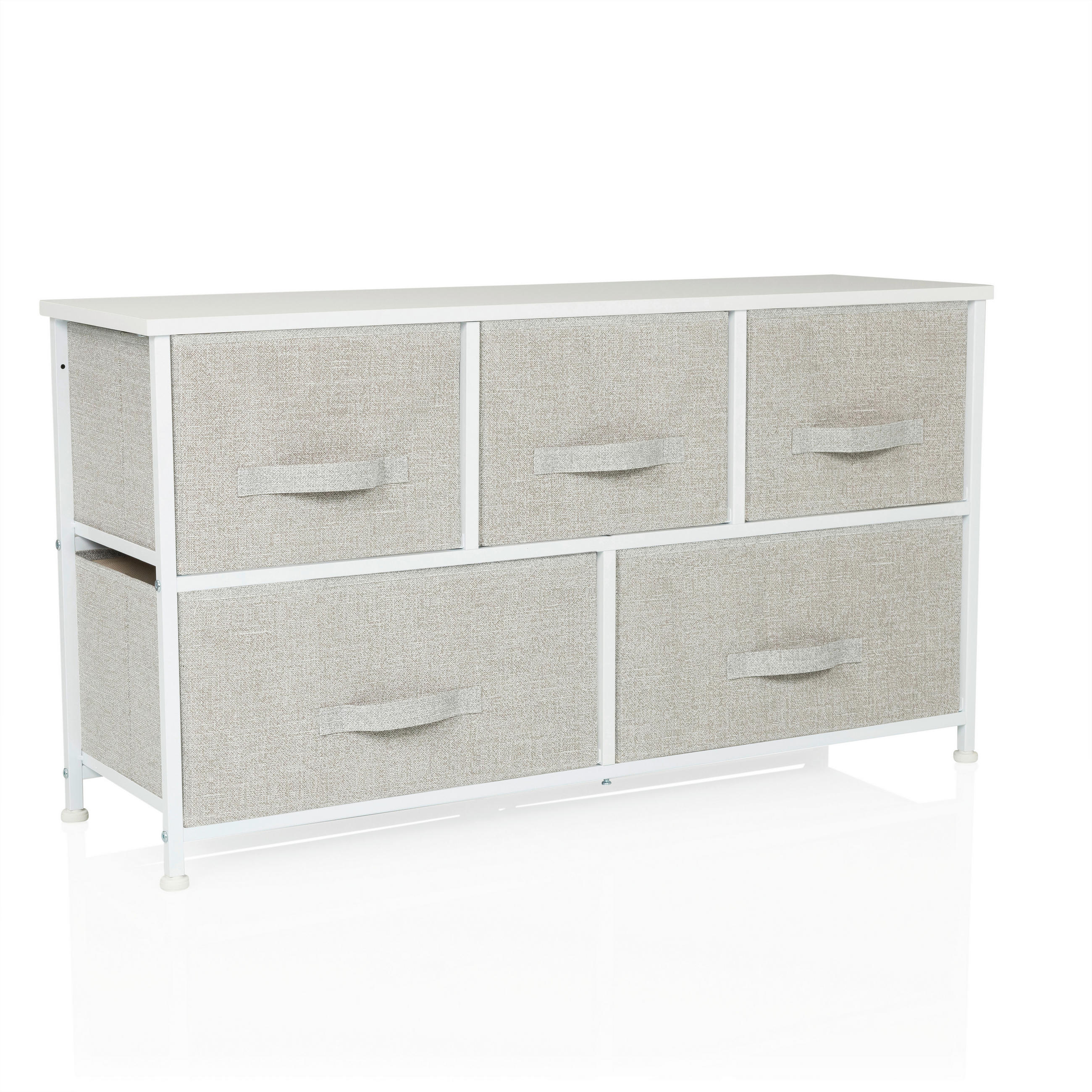 KOMMODE  in 100/55/30 cm  - Weiß/Grau, MODERN, Kunststoff/Textil (100/55/30cm) - MID.YOU