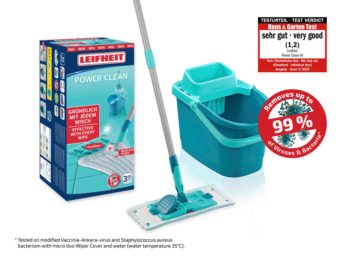 ČISTILEC TAL - turkizna/bela, Basics, umetna masa/tekstil (33/148cm) - Leifheit