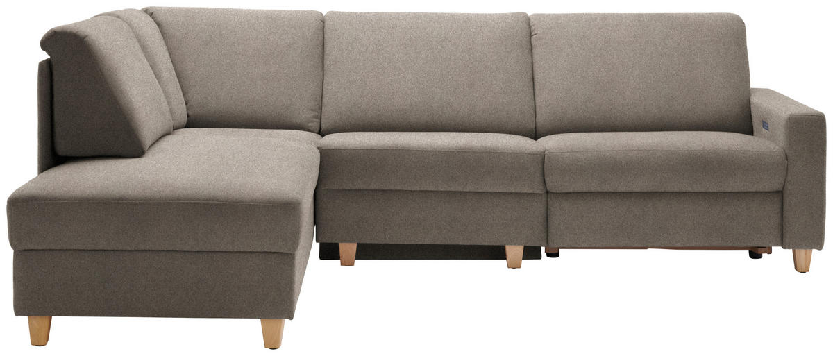 ECKSOFA  in Flachgewebe Taupe  203/261 cm  - Taupe/Eichefarben, KONVENTIONELL, Holz/Textil (203/261cm) - Sedda