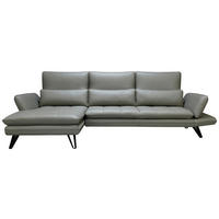 ECKSOFA inkl. Funktionen Taupe Echtleder  - Taupe/Schwarz, Design, Leder/Metall (104-128/312cm) - Celina Home