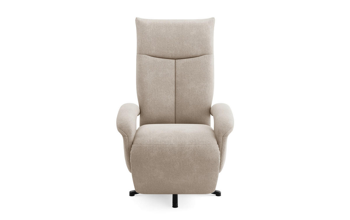 RELAXSESSEL Mikrofaser Kopfteilverstellung, Rücken echt    - Beige/Schwarz, MODERN, Textil/Metall (74/112/82cm) - Sit & More