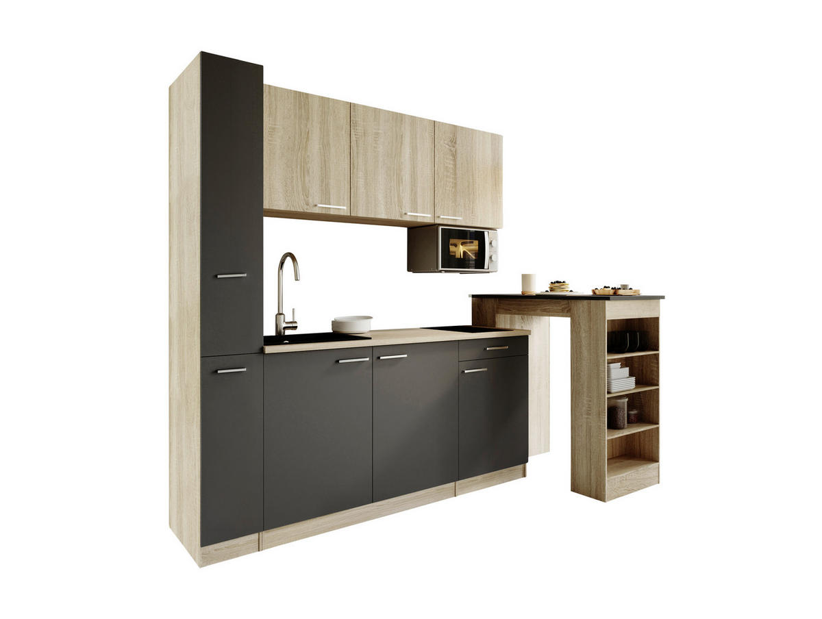 KUHINJSKI BLOK - siva/barve hrasta, Design, umetna masa/leseni material (180cm) - Respekta
