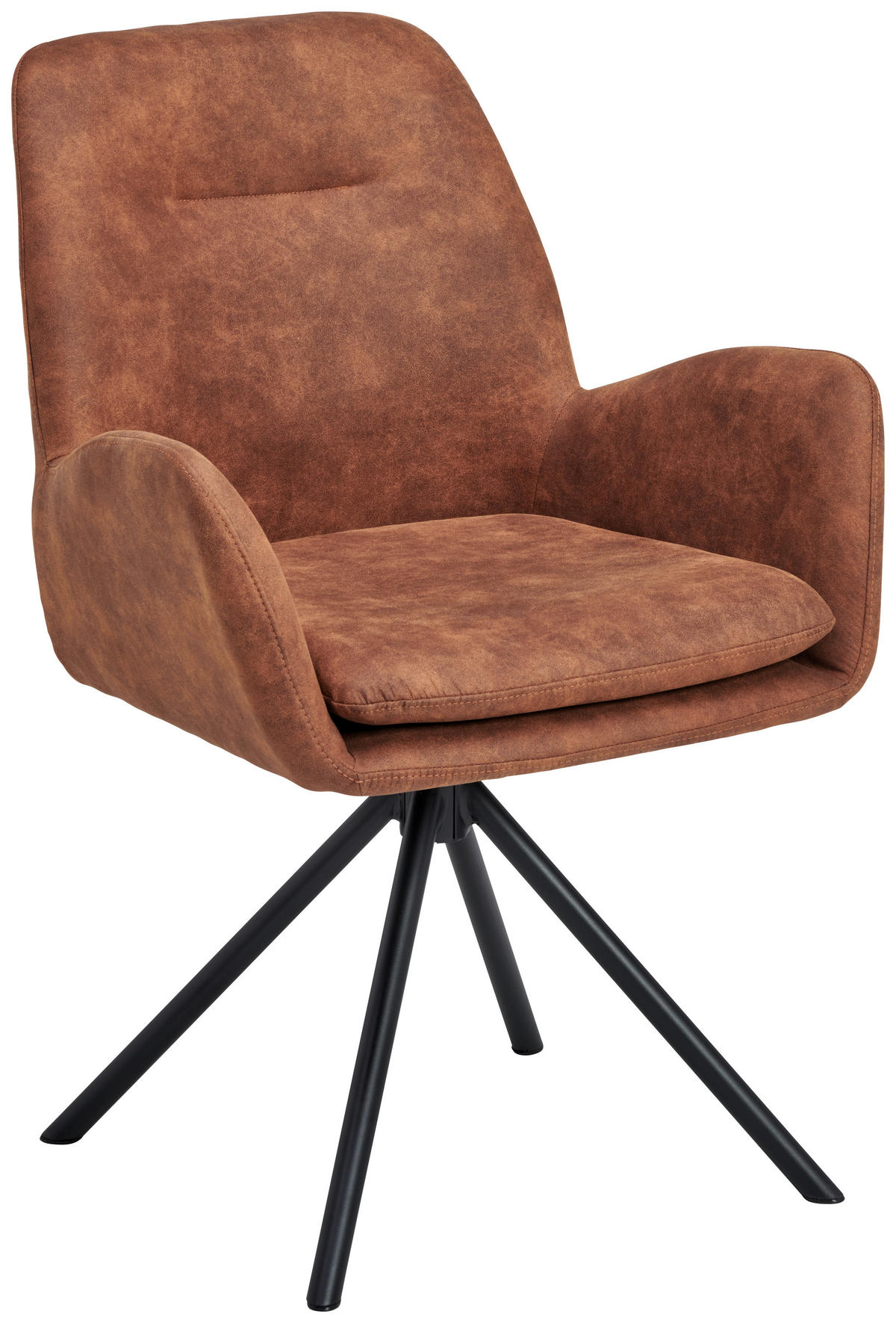 ARMLEHNSTUHL  Sitzfläche 360° drehbar, inklusive Armlehnen Webstoff  - Schwarz/Orange, Basics, Textil/Metall (60.5/88/62cm) - MID.YOU