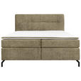 BOXSPRINGBETT 180/200 cm,  in Cappuccino, Topper, H2 + H2 = mittel  - Schwarz/Cappuccino, Design, Textil/Metall (180/200cm) - Esposa