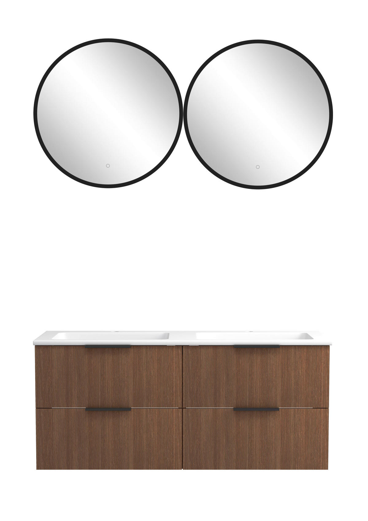 BADEZIMMER 3-teilig  in 120 cm  - Dunkelbraun/Schwarz, Natur, Holzwerkstoff/Stein (120cm) - Held