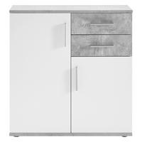 KOMODA, siva, bela  - srebrne barve/siva, Design, umetna masa/leseni material (80/82/35cm) - Boxxx