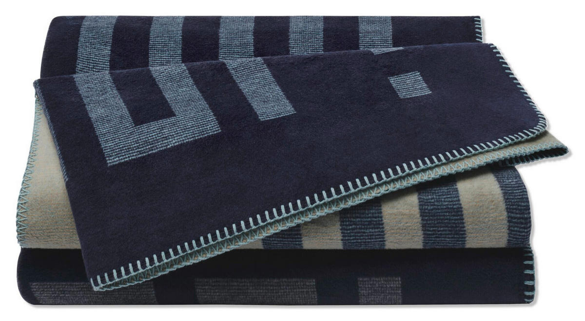 PLÉD 150/200 cm  - sötétkék/pasztellkék, Basics, textil (150/200cm) - Joop!