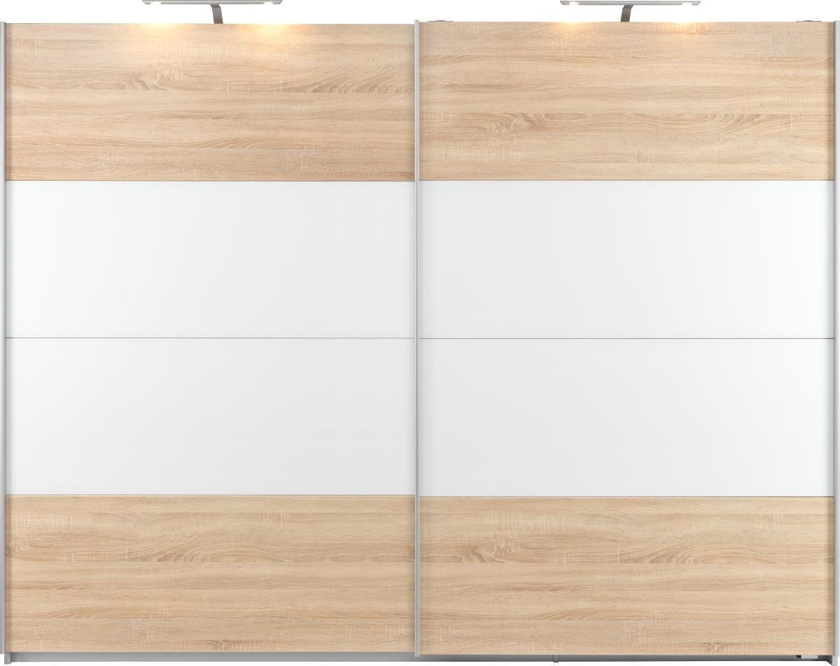  SCHWEBETÜRENSCHRANK 226/210/62 cm 2-türig  - Weiss/Alufarben, Konventionell, Glas/Holzwerkstoff (226/210/62cm) - Xora
