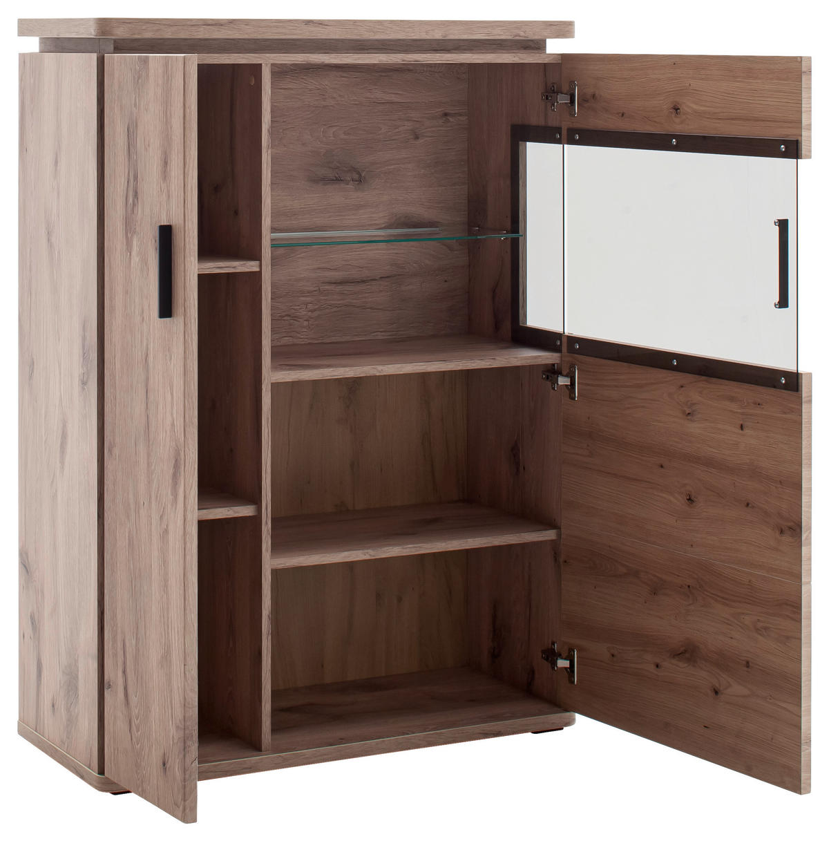 HIGHBOARD Eiche dunkel  90/124/38 cm  - Eiche dunkel/Anthrazit, Konventionell, Glas/Holzwerkstoff (90/124/38cm) - Cantus