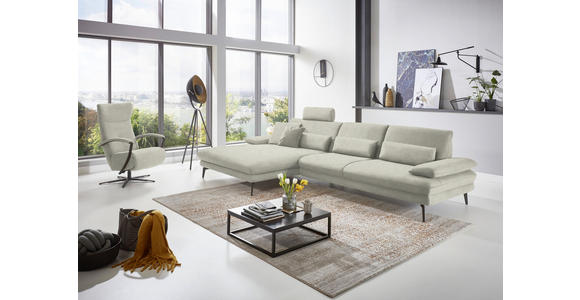 ECKSOFA in Velours Ecru 180/310 cm - Ecru/Schwarz, Design, Textil/Metall (180/310cm) - Dieter Knoll