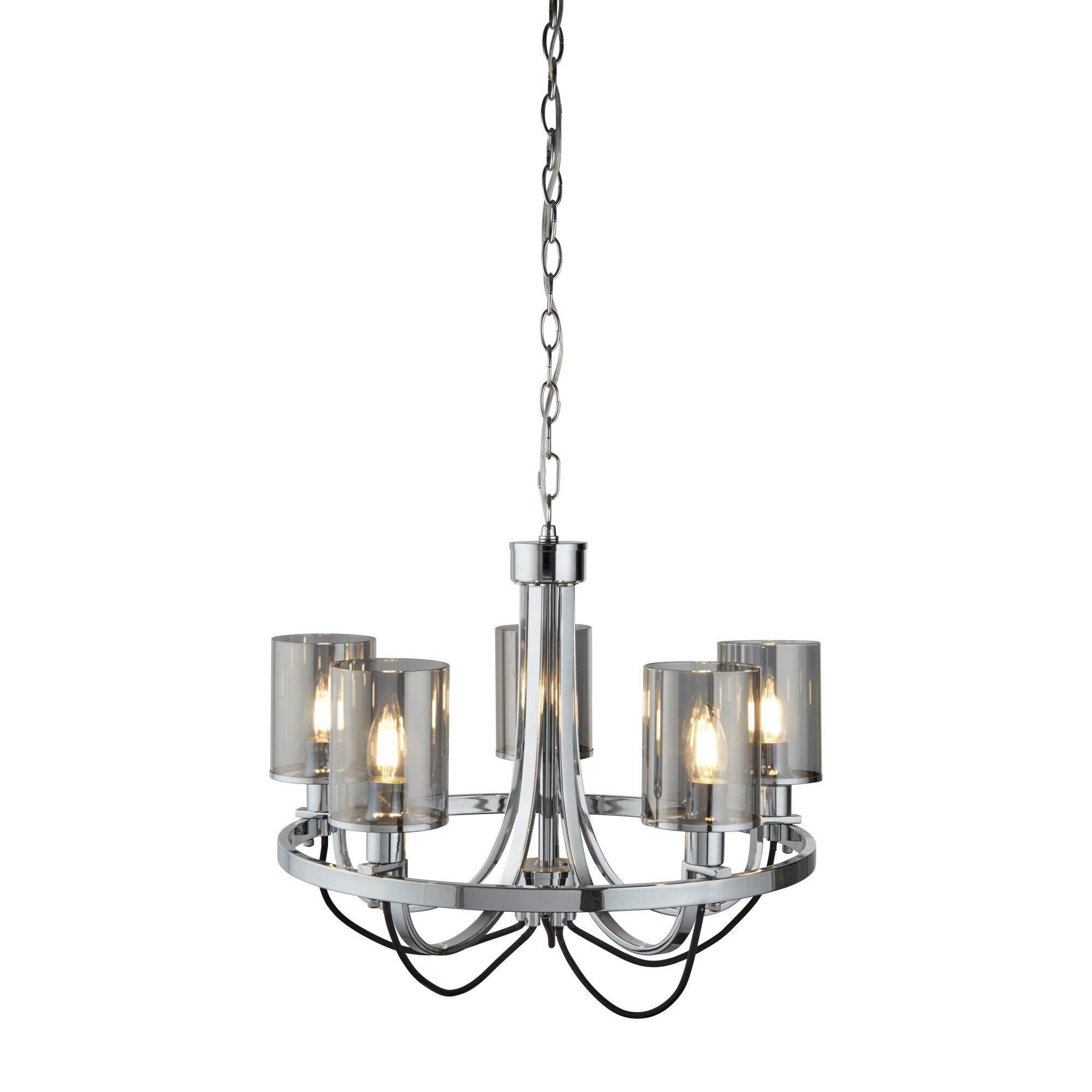 KRONLEUCHTER Catalina 51/118 cm   - Chromfarben, KONVENTIONELL, Glas/Metall (51/118cm)