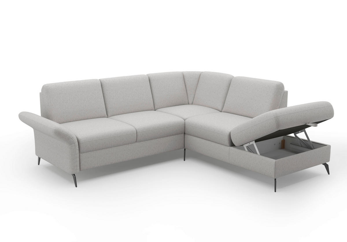 ECKSOFA ROCHELLE E Hellgrau Flachgewebe  - Hellgrau/Schwarz, KONVENTIONELL, Textil/Metall (240/216cm) - Sit & More